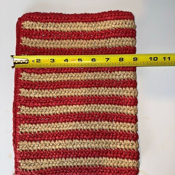 Anthropologie The Love Knot Slouchy Bag: Raffia Buckle Edition | New NWT | Red S - Picture 15 of 16